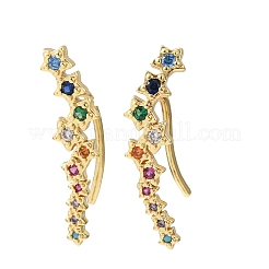 Orecchini a cingoli in ottone con zirconi cubici micro pavè&nbsp;KK-CBAA351-17G-02
