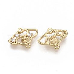 Connecteurs de liens en zircone cubique transparent micro pave en laiton&nbsp;KK-T051-08G-NF