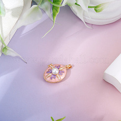 1 pendentif médaillon en laiton émaillé&nbsp;KK-TADJ0001-05A