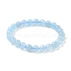Bracelets extensibles en perles rondes d'aigue-marine naturelle pour hommes et femmes&nbsp;BJEW-U034-01C-04