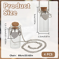 4 bouteille de souhaits en verre et pendentif en forme de cœur et de patte en alliage&nbsp;HJEW-DR00261