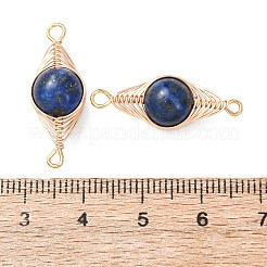 Runde Verbindungsstücke aus natürlichem Lapislazuli mit Kupferdraht in Fischgrätmuster&nbsp;KK-Z152-05G-07B