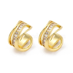 Orecchini a polsino con micro pavé di zirconi chiari in ottone placcato cremagliera&nbsp;EJEW-H147-07G