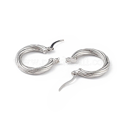 Orecchini a cerchio ad anello scanalato in ottone da donna&nbsp;EJEW-L234-087P