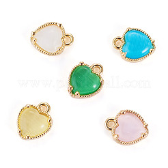 5 Stück 5 Farben Herz Messing Charms&nbsp;KK-TADJ0001-13