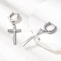 Boucles d'oreilles créoles en acier inoxydable 304 avec strass en argile polymère&nbsp;EJEW-G453-11P-02
