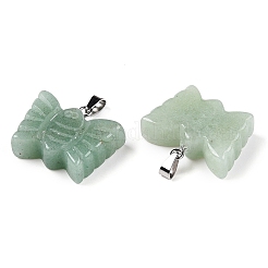 Natürliche grüne Aventurin geschnitzte Schmetterling Anhänger&nbsp;G-N342-01E