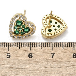 Micro cuore ottone spianare orecchini zirconi&nbsp;EJEW-M082-15G