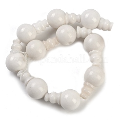 Natürliche weiße Jade 3-Loch Guru Perlen Stränge&nbsp;G-H064-E03-01