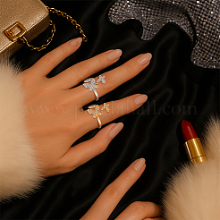 6 bague ouverte en laiton 3 couleurs avec micro pavé de zircones cubiques&nbsp;RJEW-HY0001-20