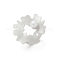 Manschettenringe aus Messing mit Perlen aus ABS-Kunststoff für Frauen&nbsp;RJEW-M075-01P