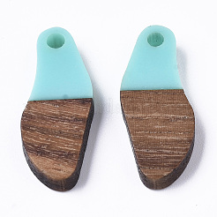 Pendentifs en résine opaque et bois de noyer ciré&nbsp;X-RESI-T035-09-A04
