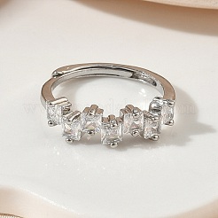 Einstellbare messing micro pave zirkonia fingerringe&nbsp;RJEW-C163-26B-P