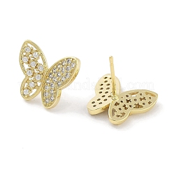 Ohrstecker aus Messing mit Mikropflaster und klarem Zirkonia für Damen&nbsp;EJEW-S217-C01