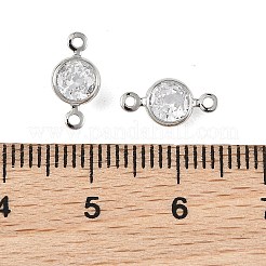 Breloques connecteurs plates rondes en laiton pavé de zircone cubique shegrace&nbsp;XGRQ2O120-443A-P
