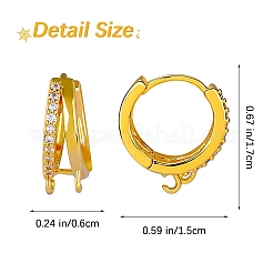 10 pièces de boucles d'oreilles créoles en laiton micro pavées de zircone cubique claire&nbsp;ZIRC-SZ0005-17