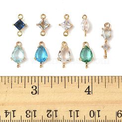18 pz 9 stili ottone pavé collegamenti/connettori in vetro trasparente&nbsp;GLAA-FS0002-34