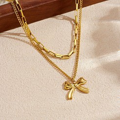 Colliers à pendentif double couche en acier inoxydable 304 pour femmes&nbsp;WGDC0B3-03