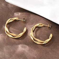 Boucles d'oreilles à tige en acier inoxydable 304 à deux couches en forme de C&nbsp;EJEW-P324-11G