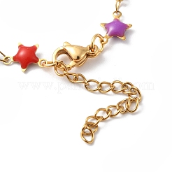 Collier chaîne étoile et cœur en émail&nbsp;NJEW-H169-02G