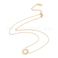 Ionenbeschichtung (IP) 304 Edelstahl Sonnenanhänger Halskette für Frauen&nbsp;X-NJEW-F292-05G