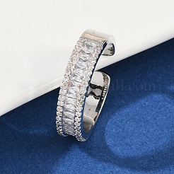 Manschettenringe aus Messing mit Mikropavé-Zirkonia für Damen&nbsp;RJEW-F182-01P
