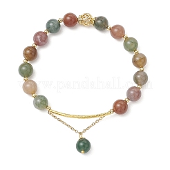 3 bracciale con perline rotonde in agata indiana naturale&nbsp;BJEW-JB11925