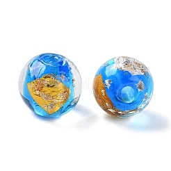 Handgefertigte Gold-und Silberfolie Glasperlen&nbsp;GLAA-G107-07A-02