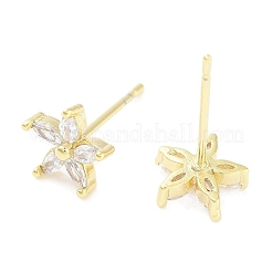 Ohrstecker aus Messing mit Mikropflaster und klarem Zirkonia für Damen&nbsp;EJEW-S217-F04