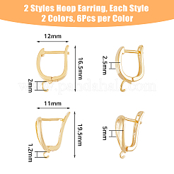 24 pieza de accesorios para pendientes de aro de latón de 4 estilos&nbsp;KK-DC0003-13