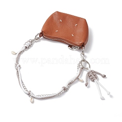 Cuerda de poliéster y elastano trenzada con dije de concha de cauri natural y humana&nbsp;AJEW-BA00173-03