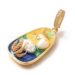 Pendentifs en laiton avec micro pavé de zircone cubique&nbsp;KK-R212-03G-02