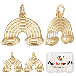 Beebeecraft 10Pcs Rack Plating Brass Pendants, Long-Lasting Plated, with Jump Rings, Lead Free & Cadmium Free, Rainbow with Cloud, Real 18K Gold Plated, 14x16.5x2.5mm, Hole: 3mm