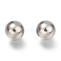 Perles en 304 acier inoxydable, pas de trous / non percés, rond solide, couleur inoxydable, 9mm