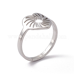 201 регулируемое кольцо из нержавеющей стали с полым сердцем для женщин, цвет нержавеющей стали, размер США 6 (16.5 мм)