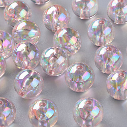Perline acrilico trasparente, ab colore placcato, tondo, roso, 16x15mm, Foro: 2.8 mm, circa 220pcs/500g
