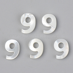 Natürliche weiße Muschel Perlmutt Muschel Charms, Anzahl, num. 9, 10x7x2 mm, Bohrung: 0.8 mm