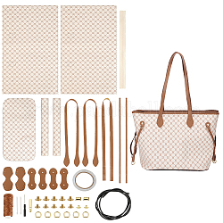 Kit de fabrication de sac fourre-tout pour femme en similicuir bricolage à coudre, y compris le tissu, cordon, aiguille, tournevis, fil, zipper, papayawhip