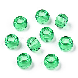 Perles en plastique transparentes, baril, vert de mer, 9x6mm, Trou: 3.8mm, environ 1950 pcs/500 g
