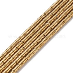 Electroplate non magnetici ematite sintetico fili di perline, rotondo e piatto, grado a, oro placcato, 3x1mm, Foro: 1 mm, circa 400pcs/filo, 16 pollice