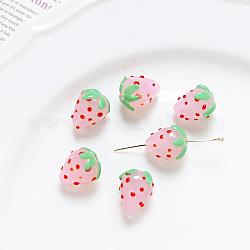 Perles en porcelaine, 3 d fraise, perle rose, 15x11mm