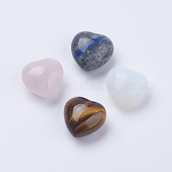 Pierres d'amour de coeur de pierres naturelles et synthétiques mélangées, pierres de palme de poche pour équilibrer le reiki, 15~15.5x15x10mm