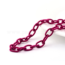 Handgefertigte Kabelschlaufe aus Nylon, Oval, Medium violett rot, 12~14x7~10x2 mm, ca. 95 cm / Strang, 37.4 Zoll