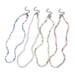 Halskette mit runden Glasperlen für Damen, Mischfarbe, 13-3/4~14-1/8 Zoll (35~36 cm)