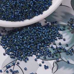Cuentas de miyuki delica, cilindro, Abalorios de la semilla japonés, 11/0, (db0693) teñido semi-esmerilado forrado de plata azul oscuro, 1.3x1.6mm, agujero: 0.8 mm, acerca 2000pcs / botella, 10 g / botella