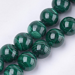 Chapelets de perles en malachite naturelle, Grade a, ronde, 12mm, Trou: 1mm, Environ 15~16 pcs/chapelet, 7.4 pouce