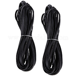 GORGECRAFT 11Yds 3mm Flat Genuine Leather Cord String Leather Shoelace Boot Lace Strips Cowhide Braiding String Roll for Jewelry Making DIY Craft Braided Bracelets Belts Keychains(Black)