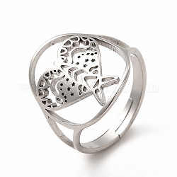 304 cometa de acero inoxidable anillo ajustable para mujer, color acero inoxidable, nosotros tamaño 6 1/4 (16.7 mm)
