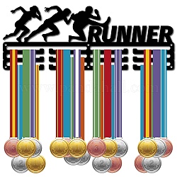 CREATCABIN Runner Medal Holder Running Medal Hanger Display Rack Sports Metal Hanging Awards Iron Mount Decor Awards for Wall Home Badge Race Runner Marathon Medalist Black 15.7 x 5.9Inch
