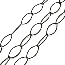 304 strukturierte Pferdeaugen-Gliederkette aus Edelstahl, gelötet, mit Spule, Elektrophorese schwarz, 20x10x1 mm, ca. 16.40 Fuß (5m)/Rolle